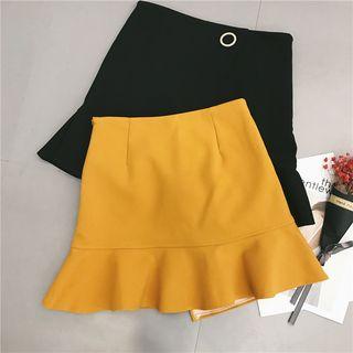Plain Ruffle Mini Skirt