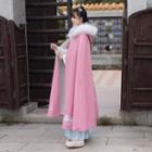 Hooded Bird Embroidered Midi Cape Mauve - One Size