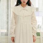 Flounced Long Shirtwaist Dress Ivory - One Size
