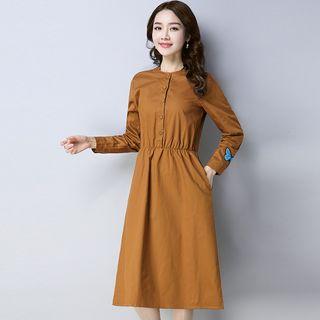 Plain Ethnic Long-sleeve Dress