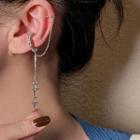 Rhinestone Star Drop Ear Cuff 1 Pc - Silver - One Size