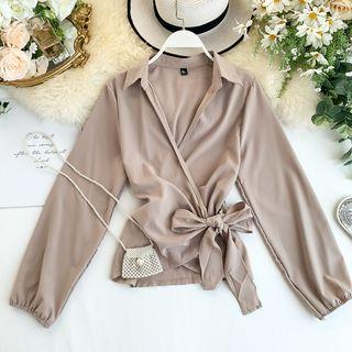 Long-sleeve Wrap Shirt