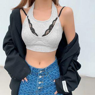 Mock Two-piece Crop Halter Top