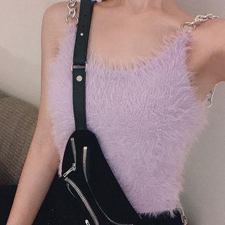 Chain Strap Fringe Camisole Top Purple - One Size