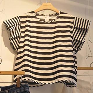 Frill Sleeve Striped Top