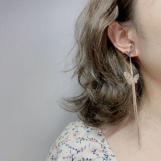 925 Sterling Silver Butterfly Dangle Earring 1 Pair - Gold - One Size