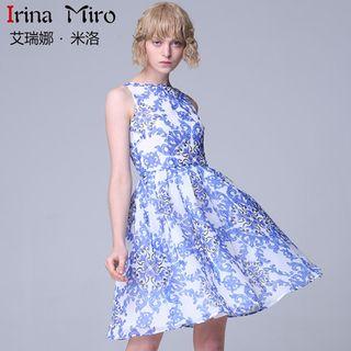 Print Sleeveless A-line Chiffon Dress