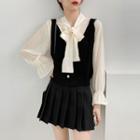 Set: Tie-neck Blouse + Knit Camisole Top
