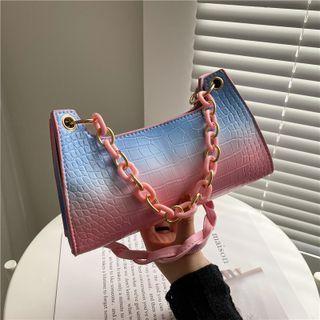 Croc Grain Chain Detail Shoulder Bag