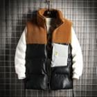 Faux Leather Fleece Panel Vest