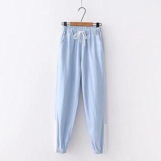 Drawstring Contrast Trim Jeans