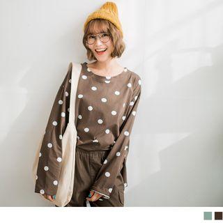 Long Sleeve Dot Print T-shirt