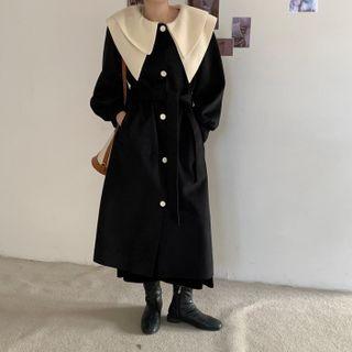 Layered Collared Single Breasted Trench Coat