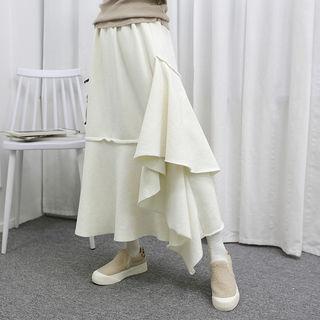Ruffle-detail Fleece-lined Long Skirt