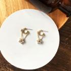 Sterling Silver Rhinestone Flower Drop Earring 1 Pair - Gold - One Size