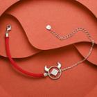 Ox Alloy Red String Bracelet Red & Silver - One Size