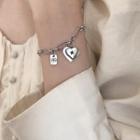 925 Sterling Silver Heart Bracelet 925 Silver - Heart Bracelet - One Size