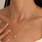 Heart Lock Rhinestone Pendant Alloy Necklace 1pc - 01 - 2083 - Gold - One Size