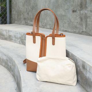 Set: Canvas Bucket Bag + Pouch