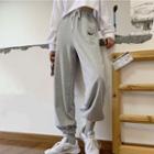Plain Pullover / Letter Embroidered Jogger Pants