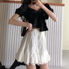 Short-sleeve Bow Crop Top / Mini Skirt