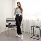 Letter Patch Slit-hem Pants