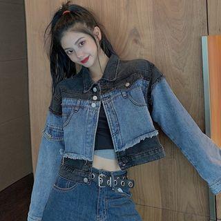 Two Tone Cropped Denim Jacket