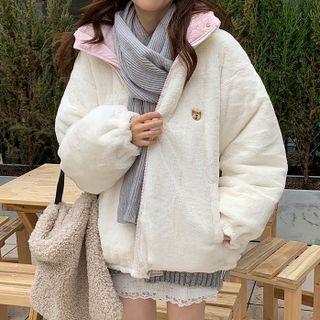 Embroidered Fleece Two Way Padding Jacket