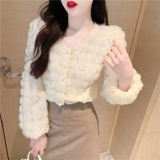 Flower Detail Blouse / Mini Pencil Skirt