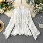 Long-sleeve Half-zip Draped Top