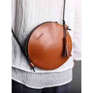 Genuine Leather Round Crossbody Bag