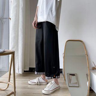 Plaid Lining Straight Leg Pants