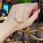 Heart Rhinestone Pendant Choker X106 - Gold - One Size