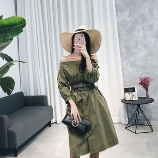 Off Shoulder Buttoned Dress