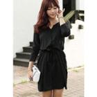 Long-sleeve Tie-waist Dress