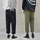 Cropped Lettering Print Straight-fit Pants