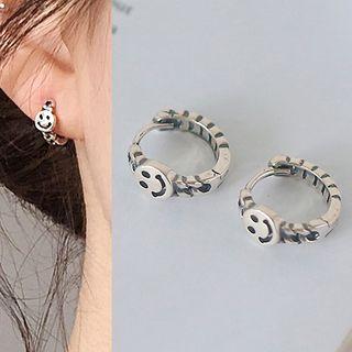 925 Sterling Silver Smiley Earring As Shown In Figure - One Size