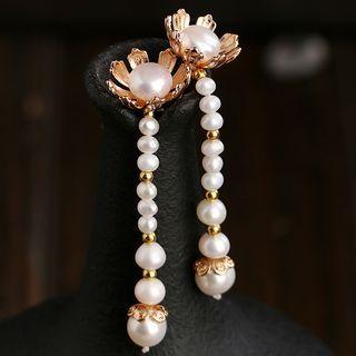Faux Pearl Alloy Flower Hair Stick 1 Pair - As Shown In Figure - One Size