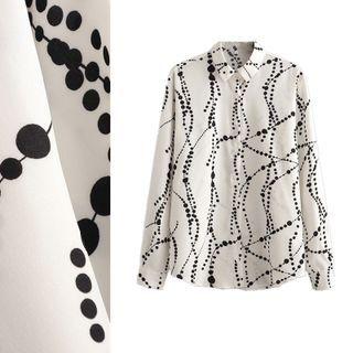 Dot & Line Print Long-sleeve Shirt