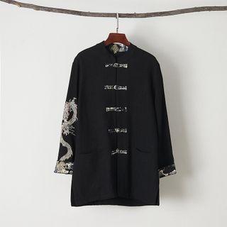 Dragon Embroidered Long Sleeve Cardigan