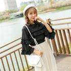 Wide-sleeve Frill-trim Top