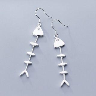 925 Sterling Silver Fishbone Earring S925 Silver - Earring - Silver - One Size