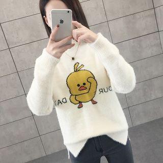 Mock Neck Duck Print Sweater