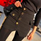 Button-detail Slit-front Skort