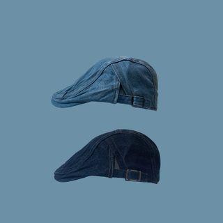 Washed Denim Beret Hat