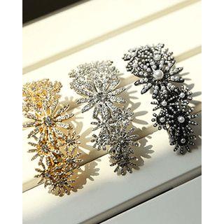 Rhinestone / Faux-pearl Flower Hair Barrette