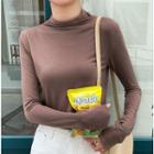 Mock-neck Long-sleeved T-shirt