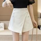 High-waist Asymmetrical Mini A-line Skort