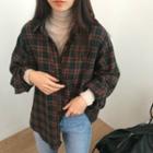 Long-sleeve Check Loose-fit Shirt As Shown In Figure - One Size