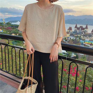 Plain Short-sleeve T-shirt Almond - One Size